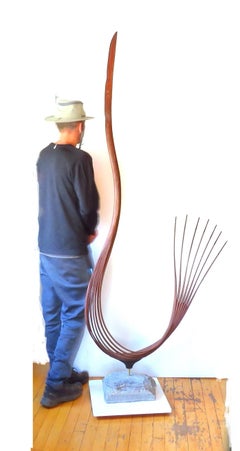 Maestro (walnut wood bird abstract art zen sculpture pedestal minimal)