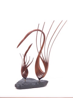 turing Mother ( abstrakte zen-Skulptur-Sockel aus Walnussholz mit Vogel, minimalistisch)