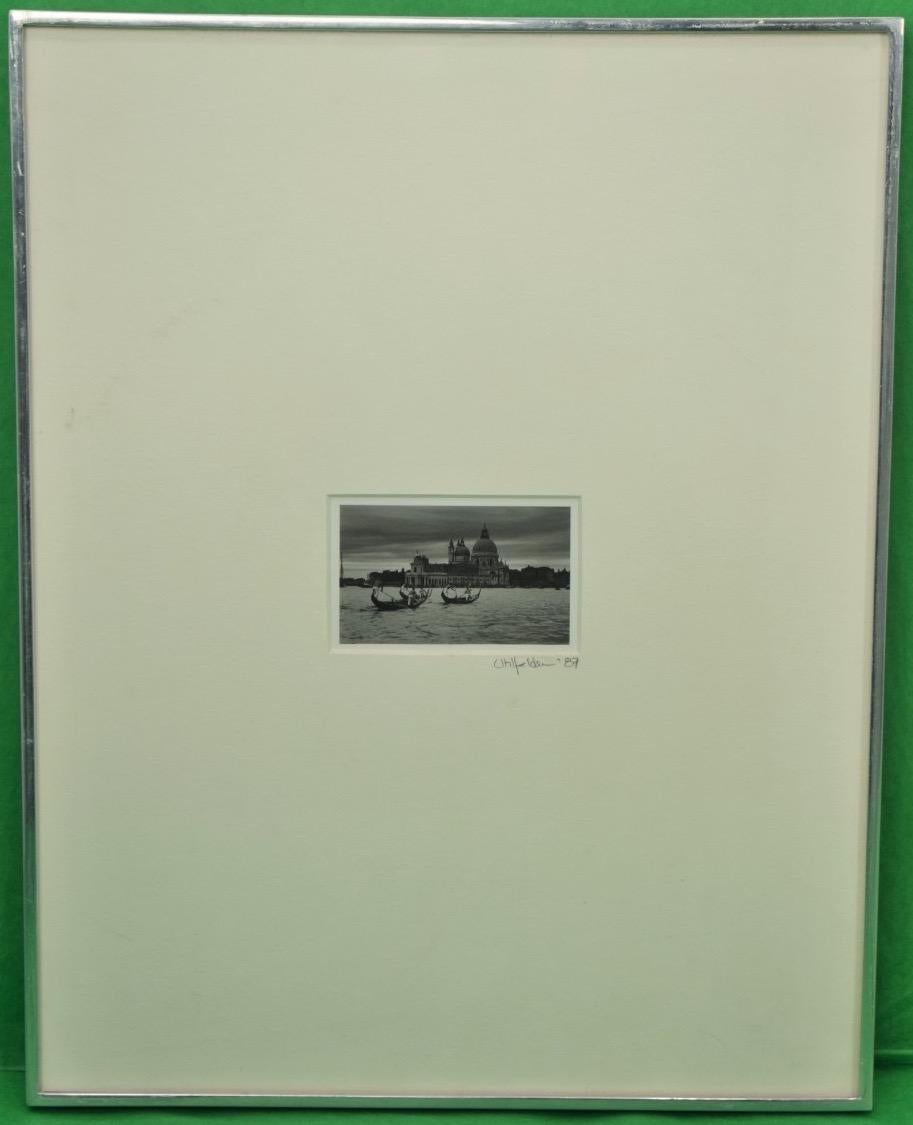 Original b&w photo of the Santa Maria della Salute in Venice by acclaimed photographer, Eric Uhlfelder (b.1957-) pencil signed & dated '87 (LR)

Image Sz: 2"H x 3"W

Frame Sz: 14 1/4"H x 11 1/4"W

Eric Uhlfelder is a fine-art photographer, having