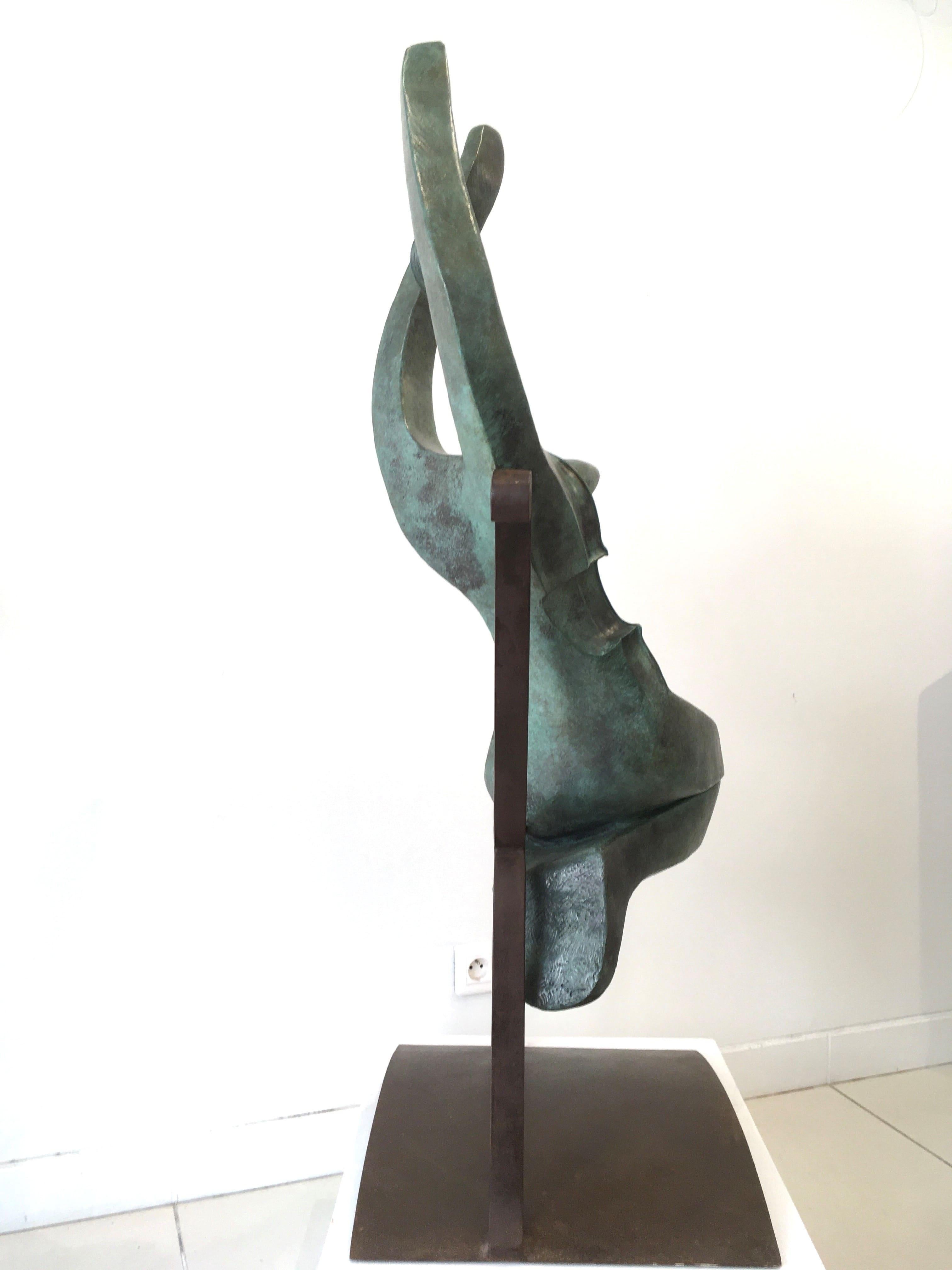 Violon Dingue by Eric Valat - Bronze sculpture, female figure, music, violin For Sale 1