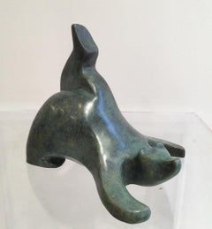 Wahoo ! par Eric Valat - Sculpture en bronze d'un ours, sculpture animalière