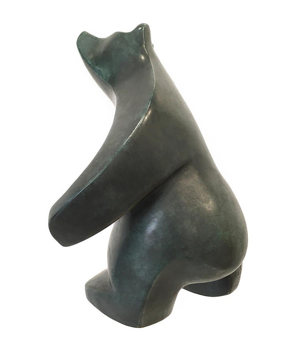 Grounded I by Eric Valat - Bronze sculpture of a bear, animal, lightness, peace