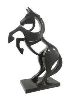 „Rearing Horse“ von Eric Valat – Tierkunst, 39,4 Zoll hohe Bodenskulptur