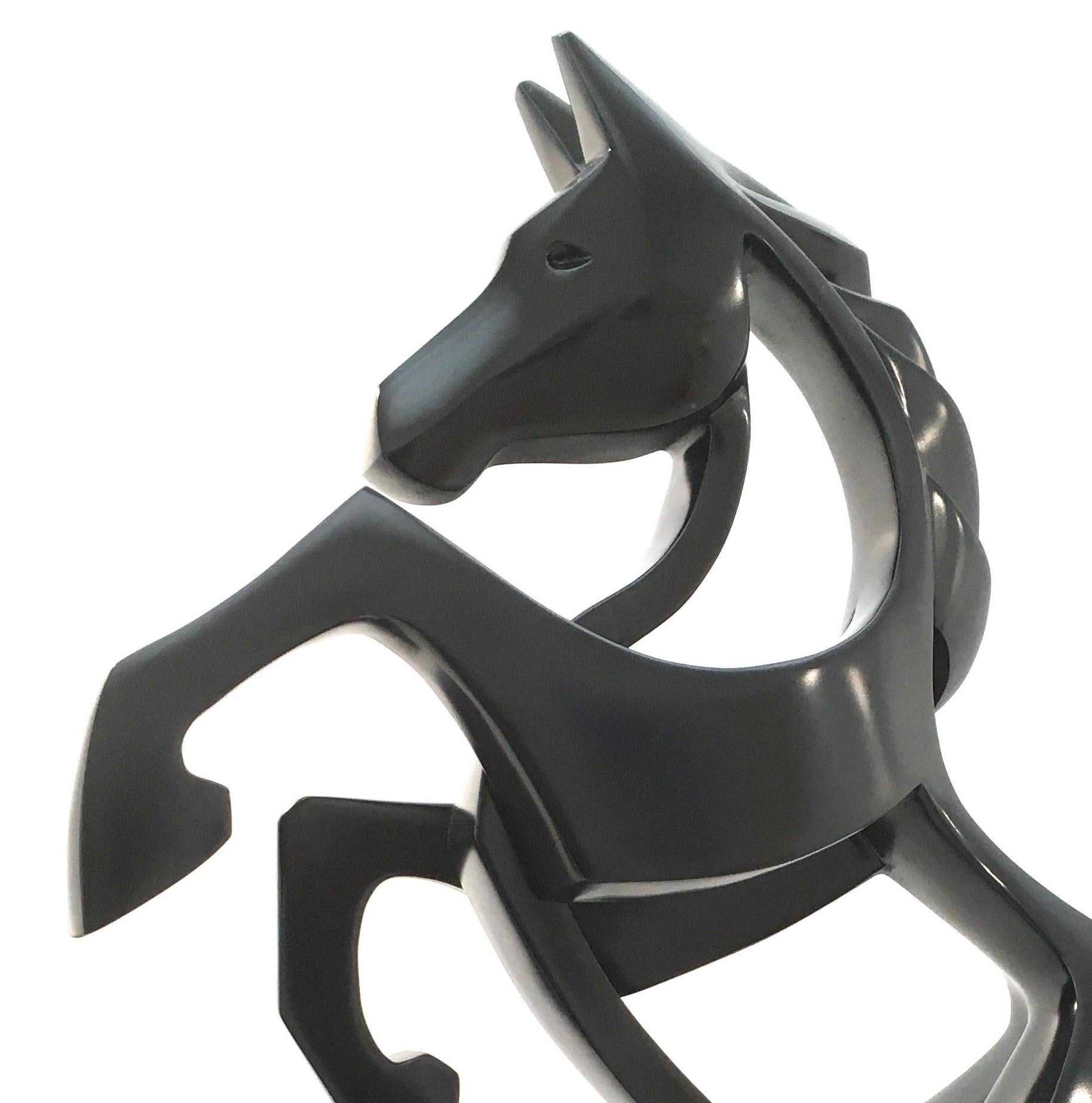 Rearing Horse by Eric Valat - Animal sculpture, polyester, dynamism, movement For Sale 5