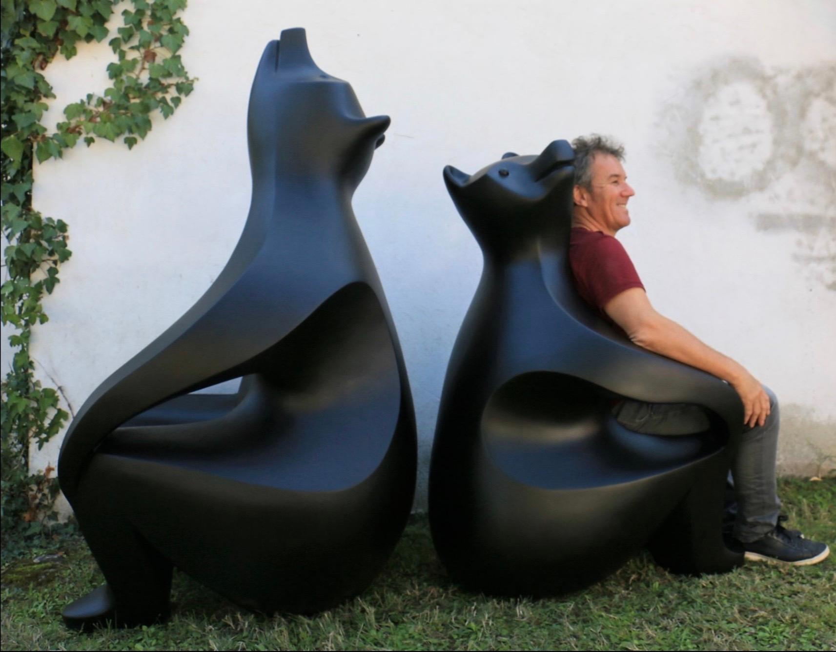 Petit fauteuil ours d'Eric Valat, sculpture fonctionnelle, polyester, animal sauvage en vente 3