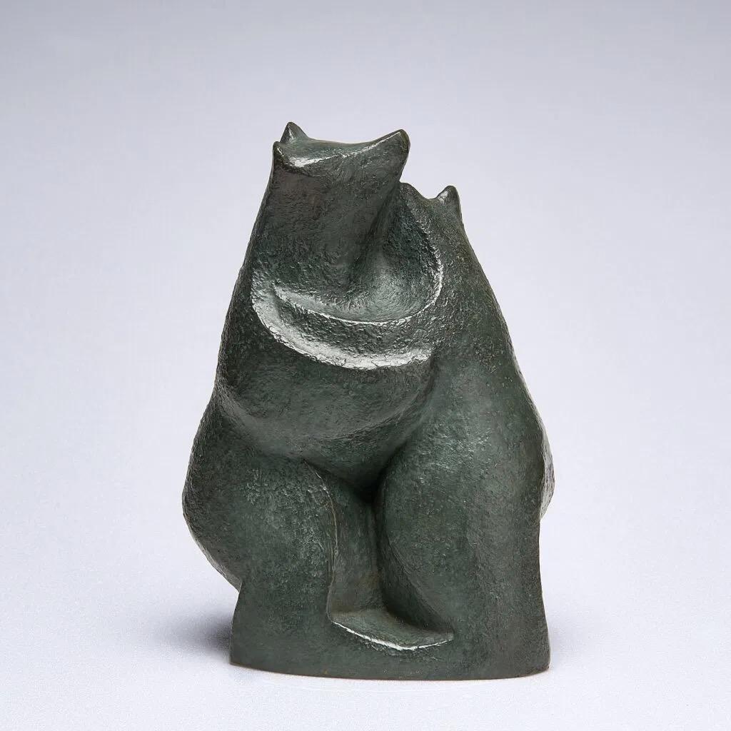 Tenderness by Eric Valat - Bronze sculpture of two bears hugging, animal For Sale 2