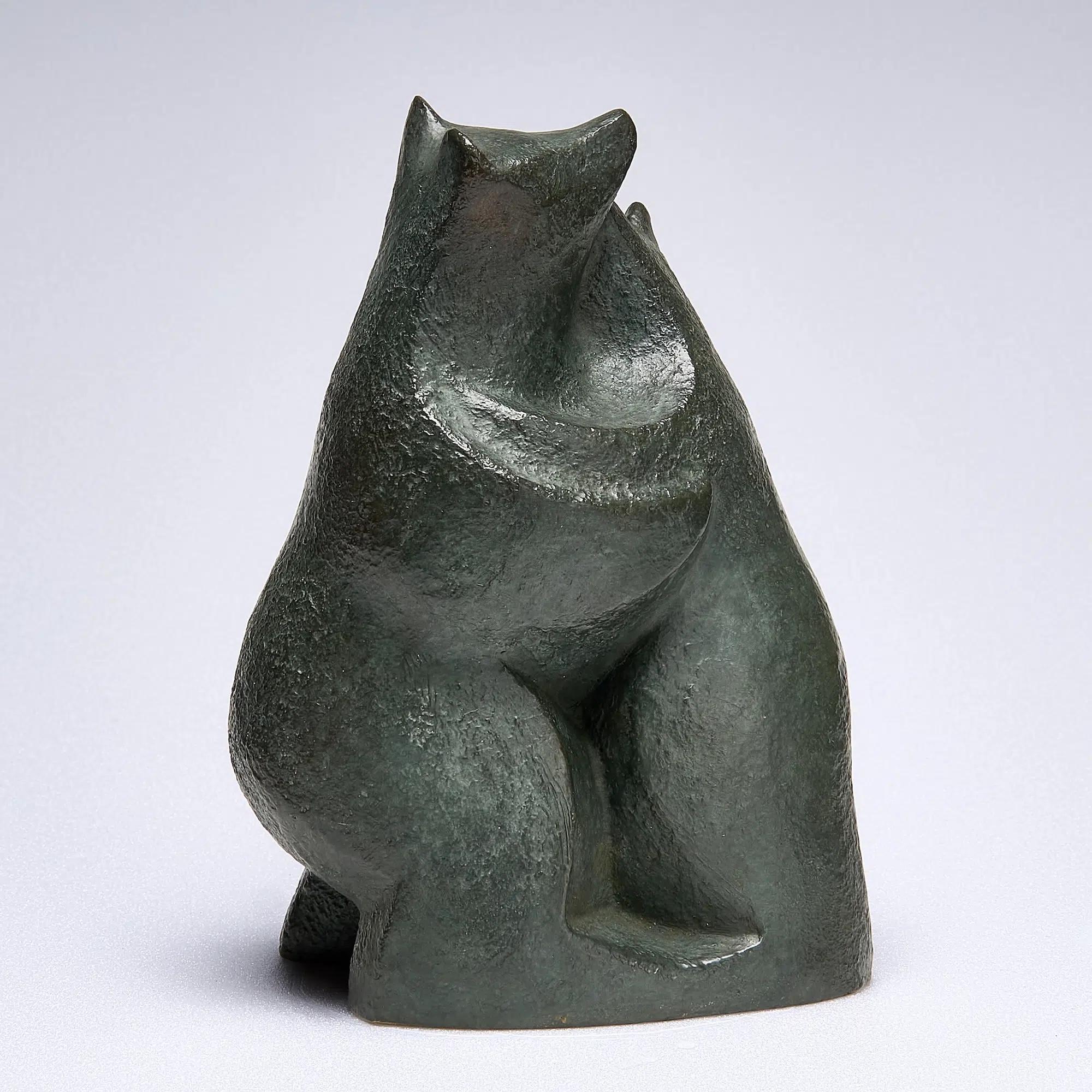 Tenderness by Eric Valat - Bronze sculpture of two bears hugging, animal