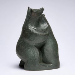 Tenderness by Eric Valat - Bronze sculpture of two bears hugging, animal