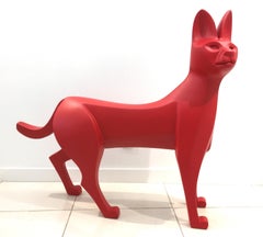 The Serval by Eric Valat - Sculpture and bench, animal art, wildcat