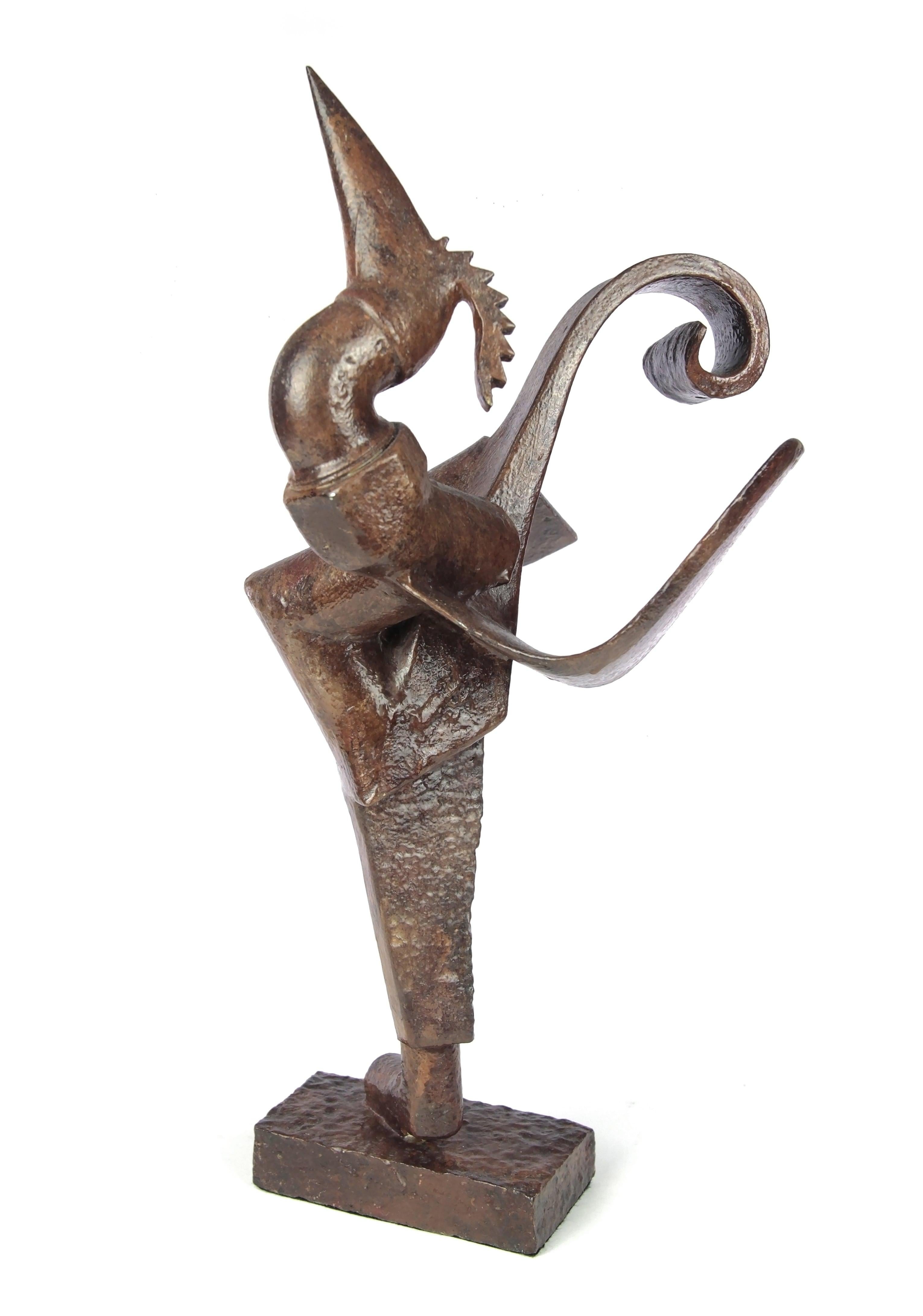 Tuyau coq di Eric Valat - Scultura animale in bronzo, uccello, galletto, nobiltà in vendita 3