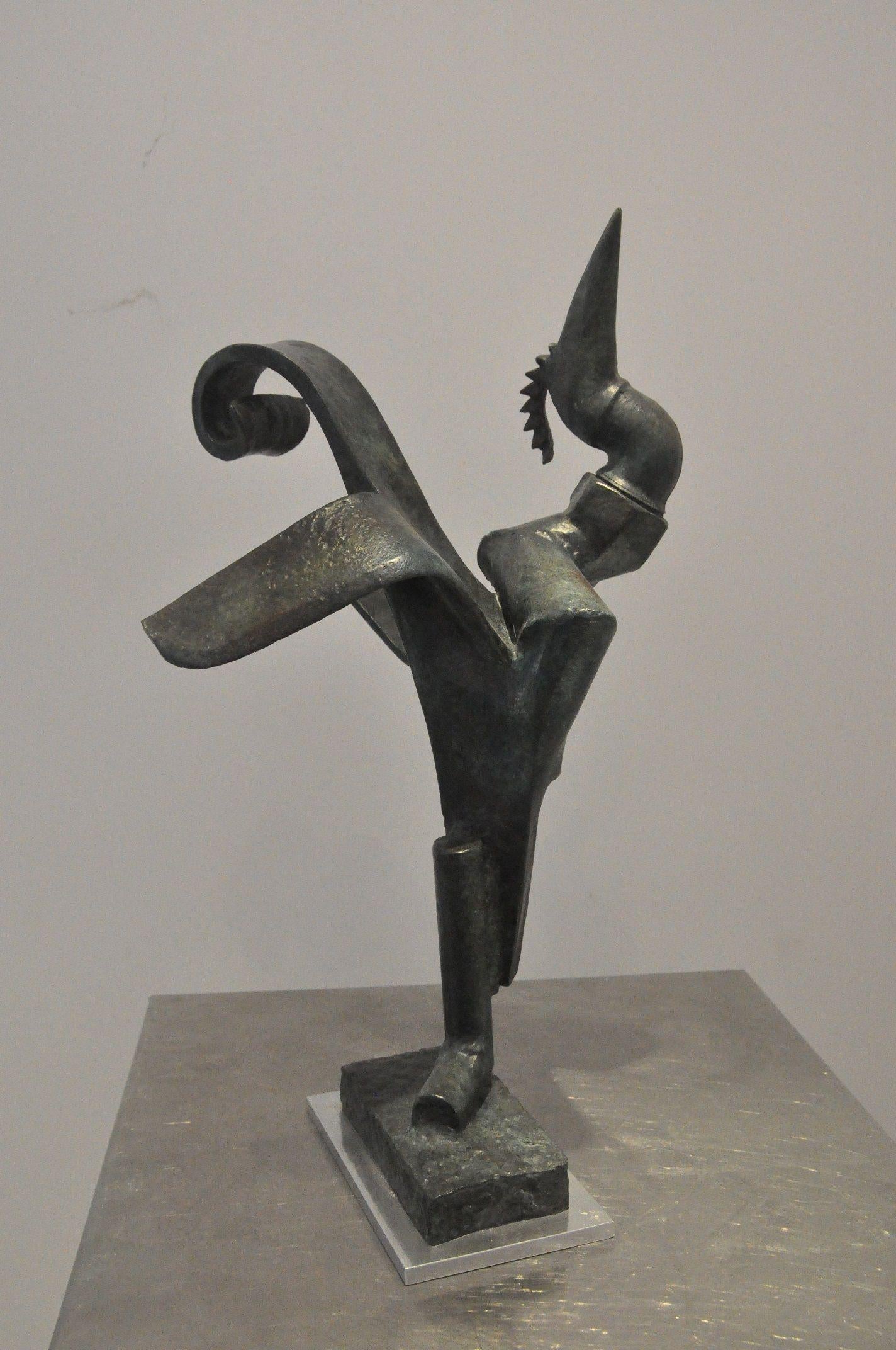 Tuyau coq di Eric Valat - Scultura animale in bronzo, uccello, galletto, nobiltà in vendita 4