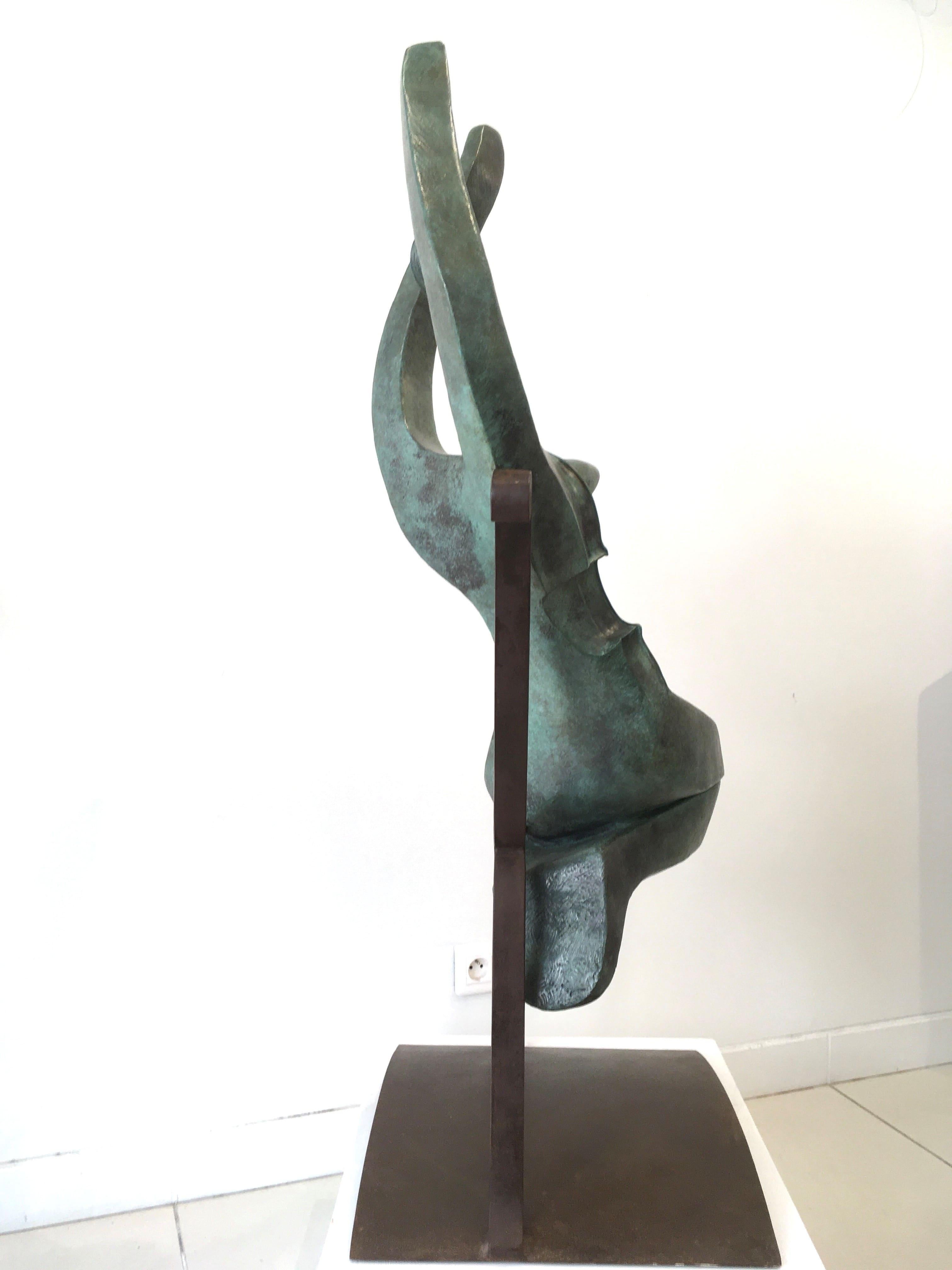 Violon Dingue de Eric Valat - Escultura de bronce, figura femenina, música, violín en venta 4