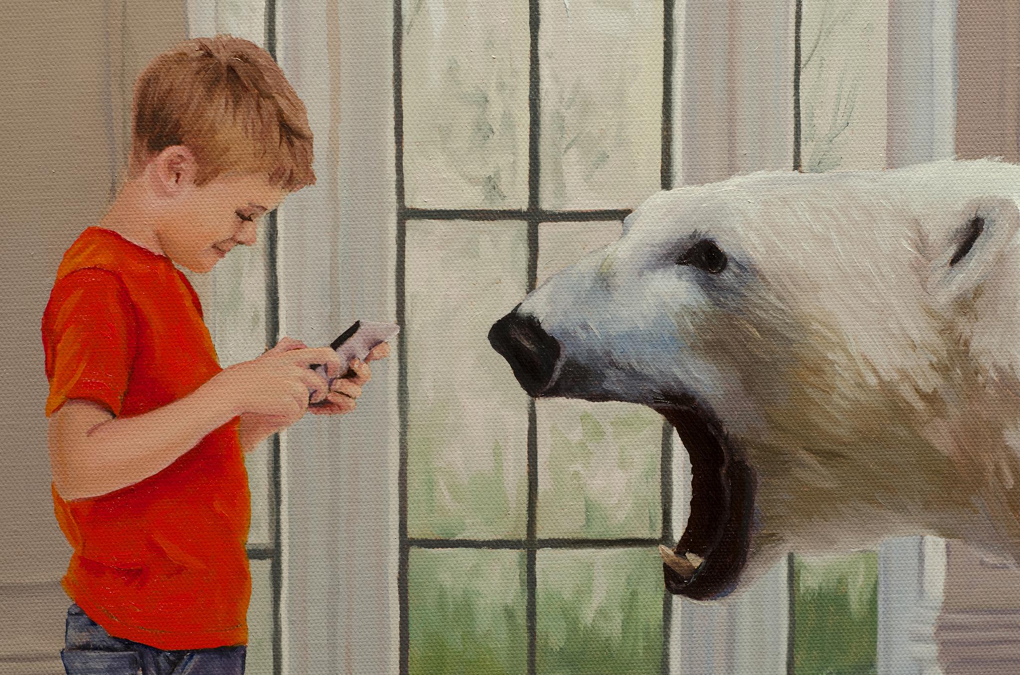 Digitale Welt, Ölgemälde (Braun), Figurative Painting, von Eric Vanasse
