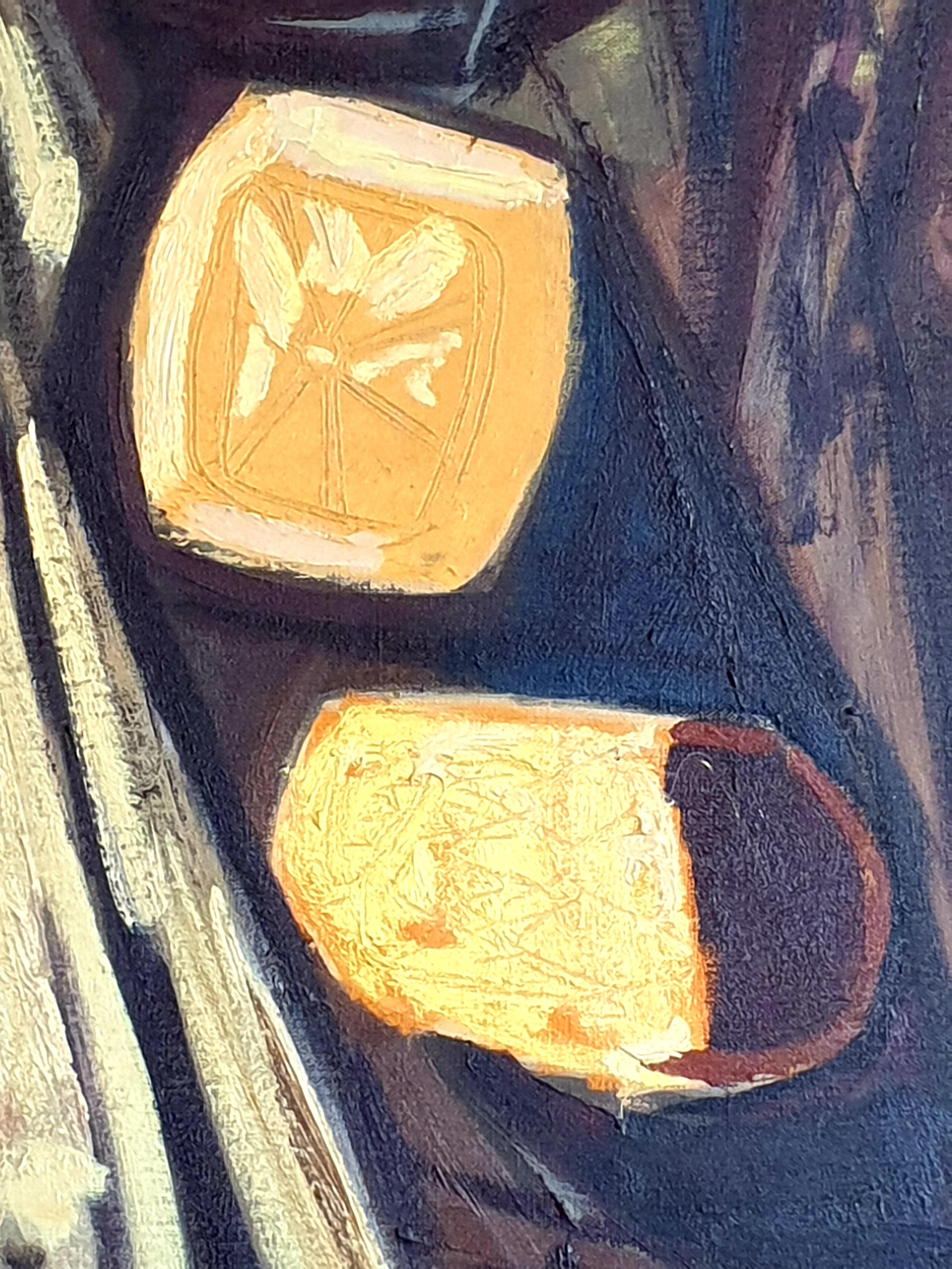 Large Mid-Century Abstract Expressionist Oil on Canvas, Circle of Bernard Buffet For Sale 1