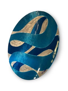 Eric Von Seibert American Abstract Aluminum Wall Sculpture, Titled "Blue Ballet"