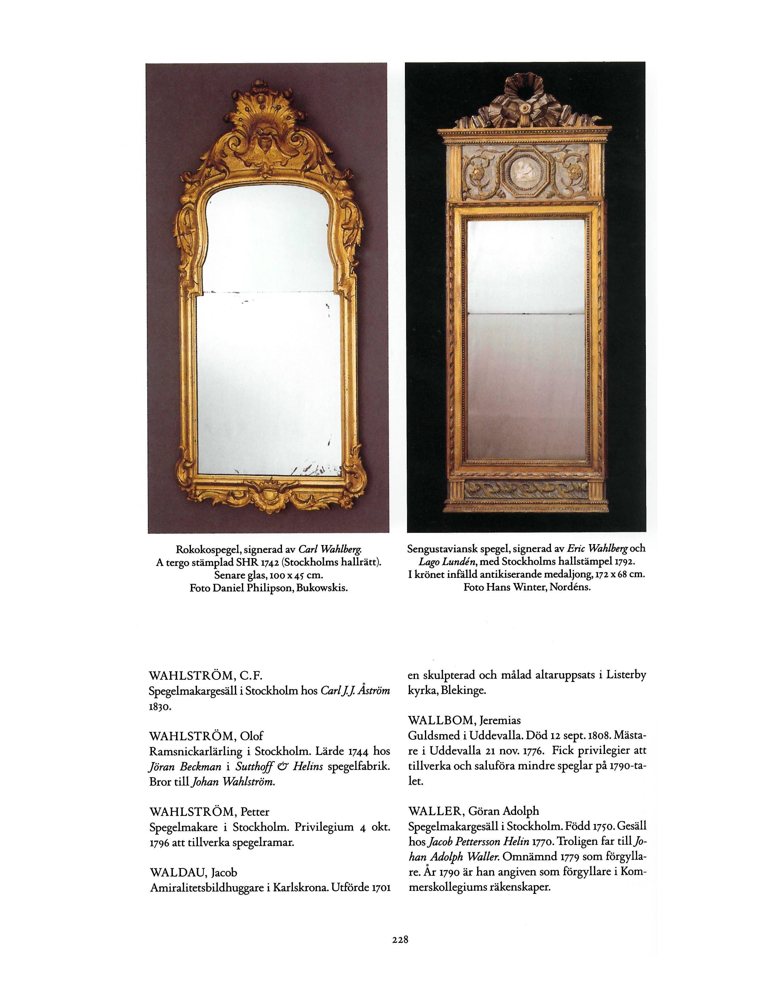 Eric Wahlberg 18th Century Gustavian Mirror, Stockholm, Sweden, Dated 1792 For Sale 5