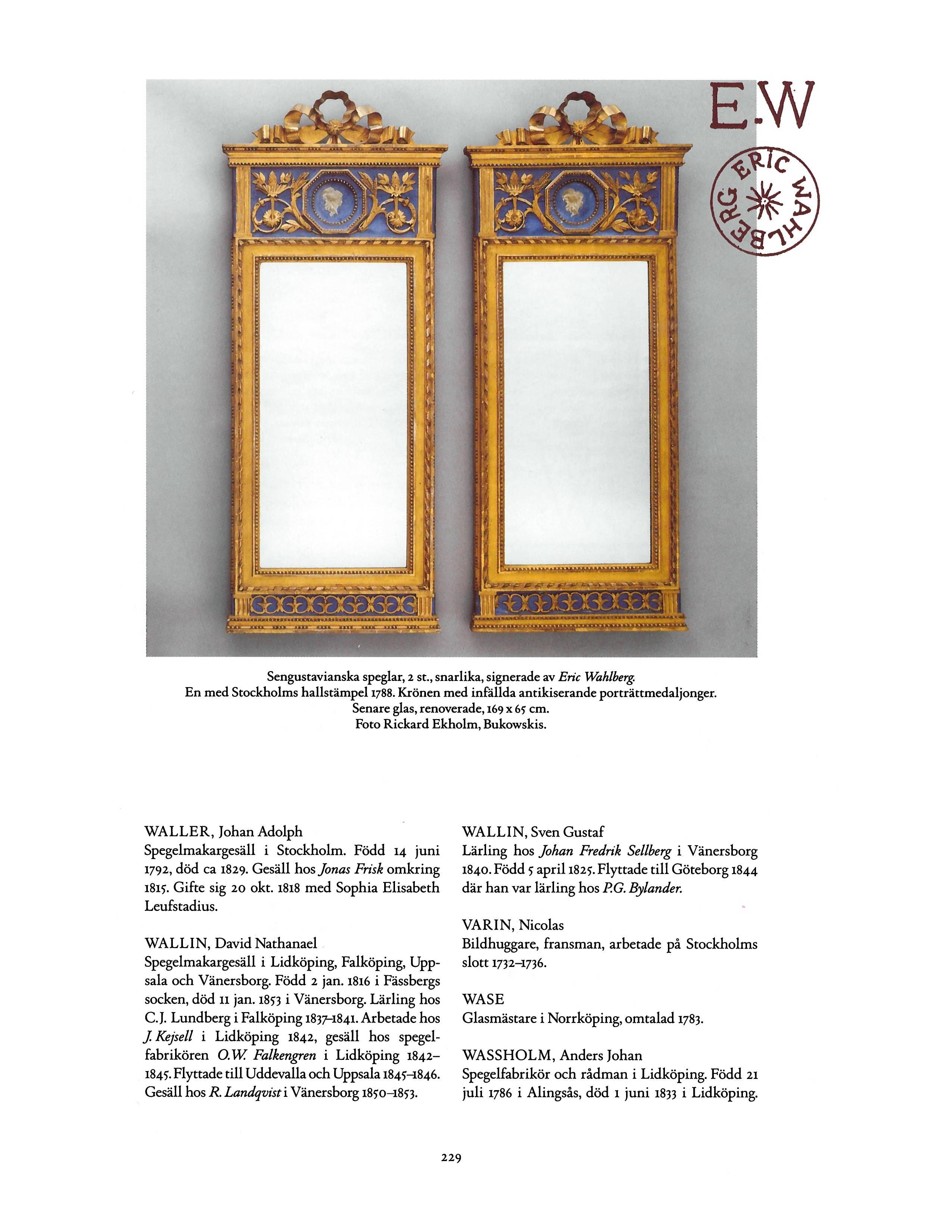 Eric Wahlberg Gustavianischer Spiegel aus dem 18. Jahrhundert, Stockholm, Schweden, datiert 1792 im Angebot 6