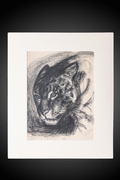 Eric Wansart 'Ukkel, 1899 - Elsene, 1976', Drawing of a Panther, Charcoal