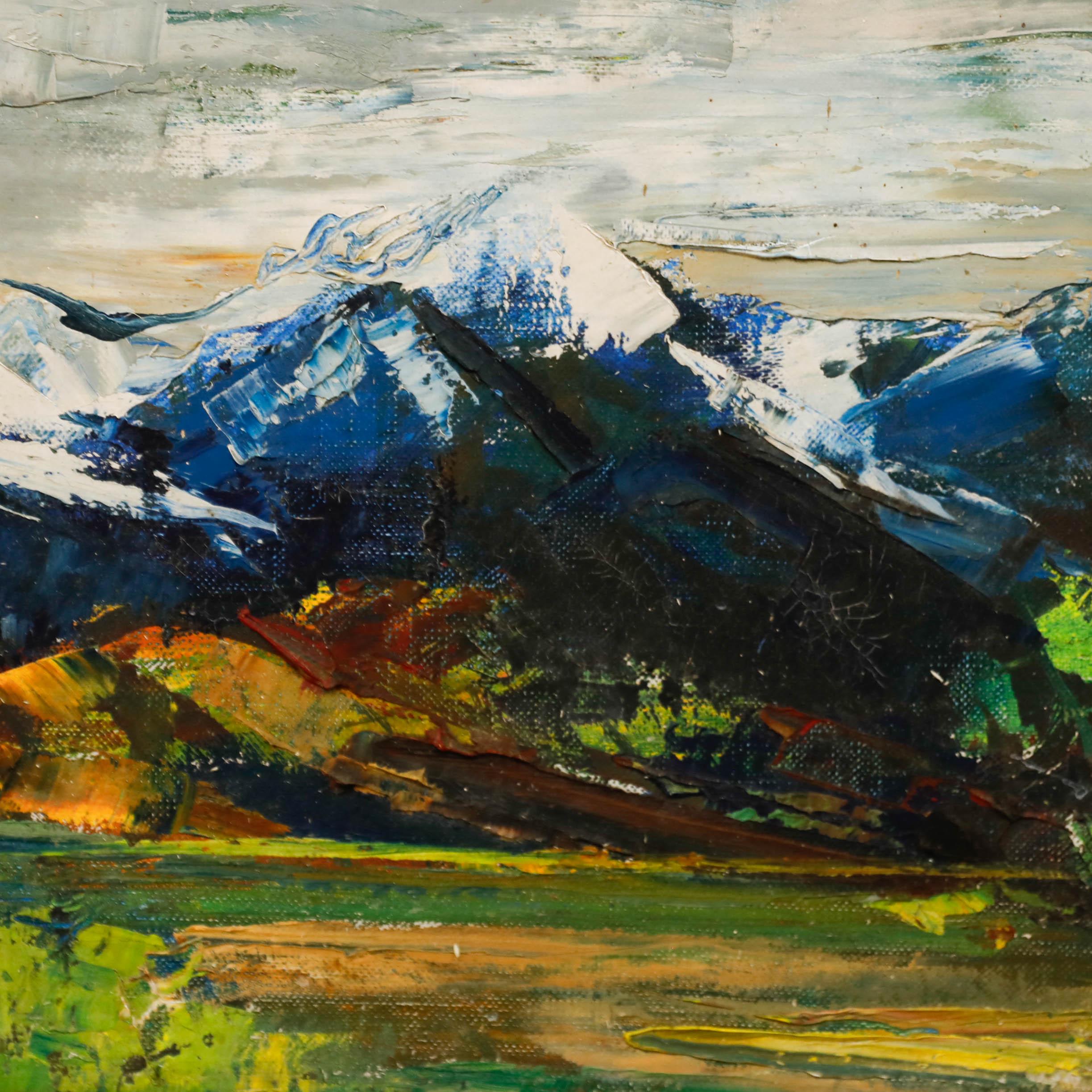 American School, oil on canvas. Signed and inscribed verso. Exhibited, Santa Fe, July 1957. Presented in a reeded gilt frame. 