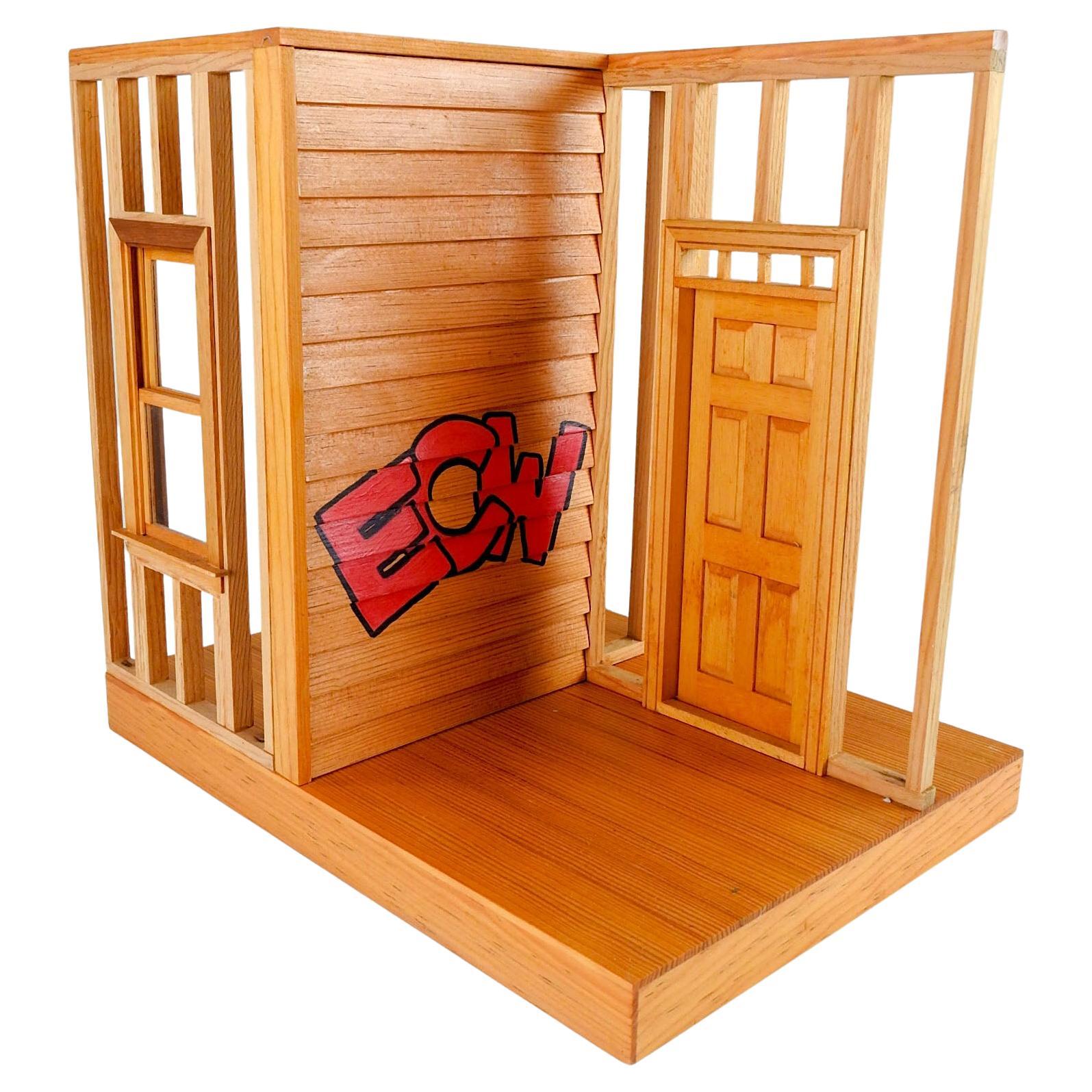 Eric Weller Abstract Graffiti Wood House Sculpture For Sale