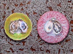 NETARTS BAY OYSTERS, hyper-detailed, oysters and shells on vibrant background