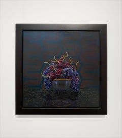 Nocturne - Contemporary Still-Life Oil Painting, Framed, Plums and Berries