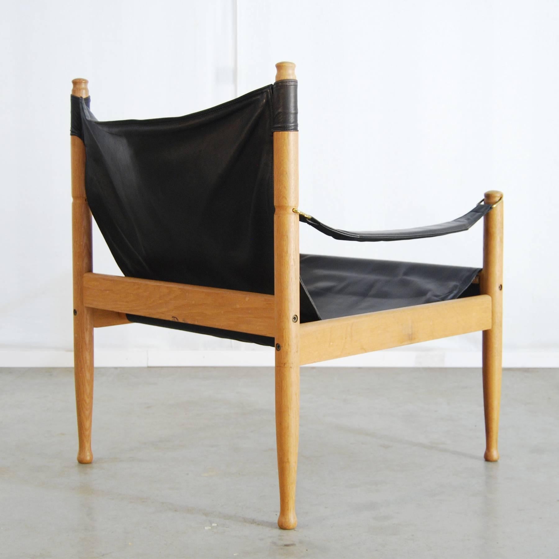 Scandinavian Modern Eric Wørts Black Safari Chair for Niels Eilersen, Denmark
