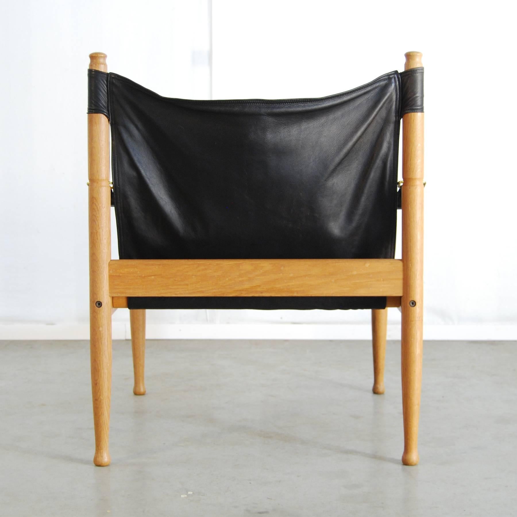 Danish Eric Wørts Black Safari Chair for Niels Eilersen, Denmark