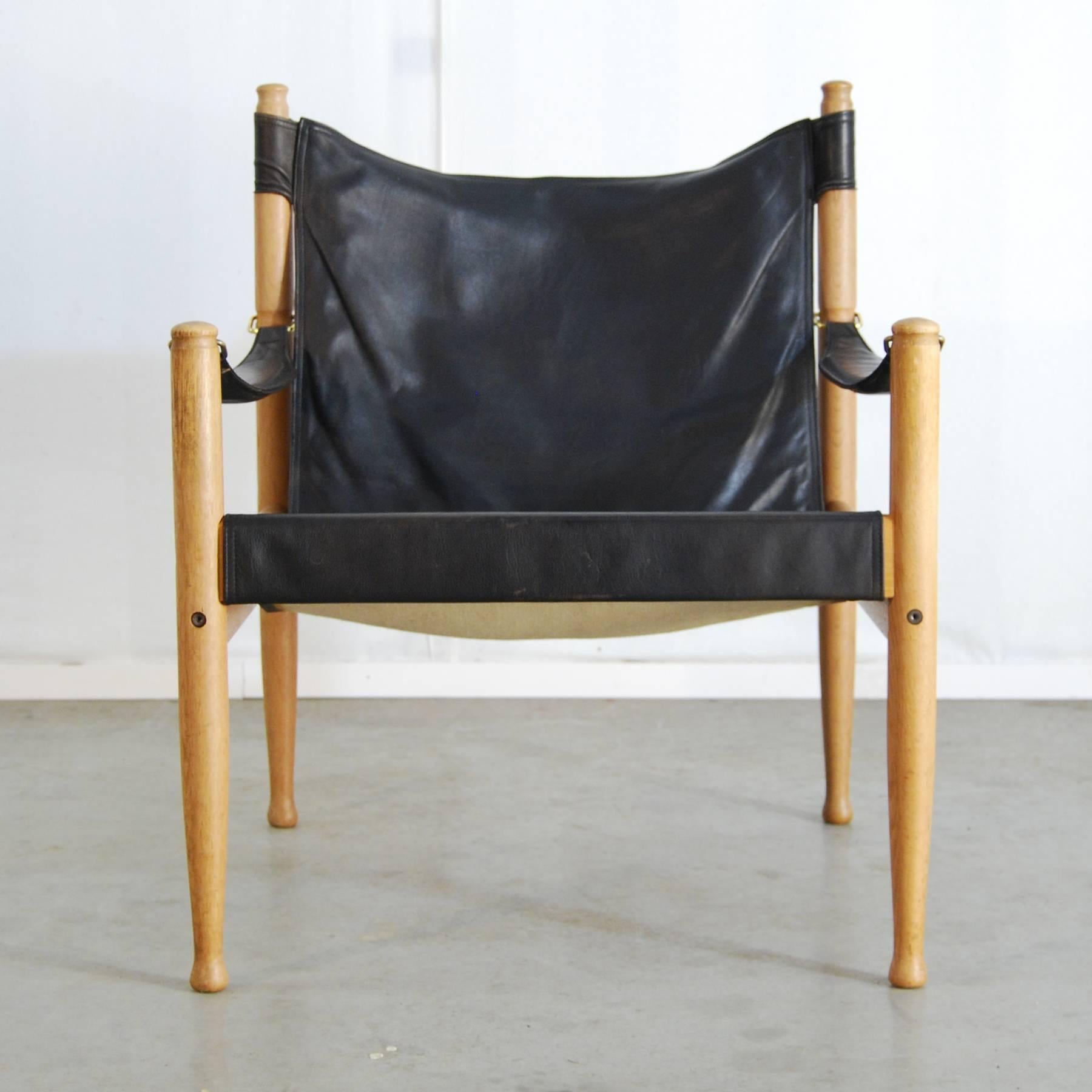 Eric Wørts Black Safari Chair for Niels Eilersen, Denmark In Good Condition In Amsterdam, NL