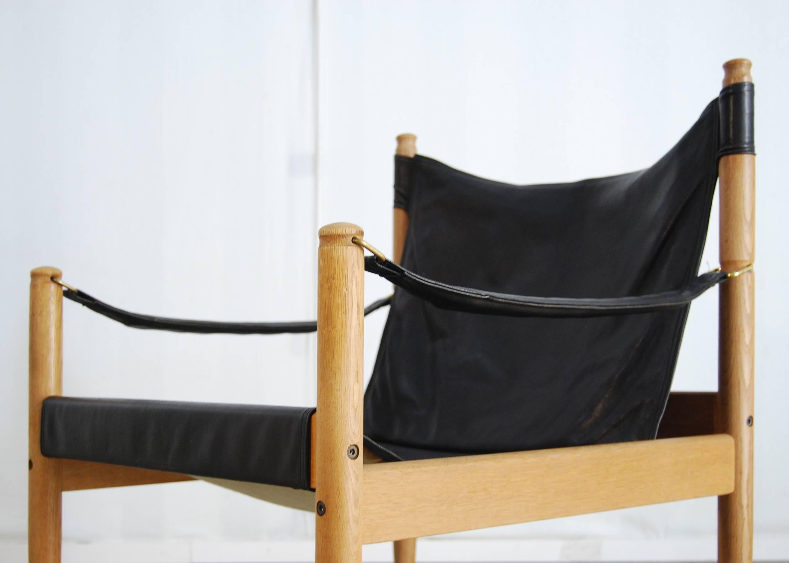 Eric Wørts Black Safari Chair for Niels Eilersen, Denmark 1