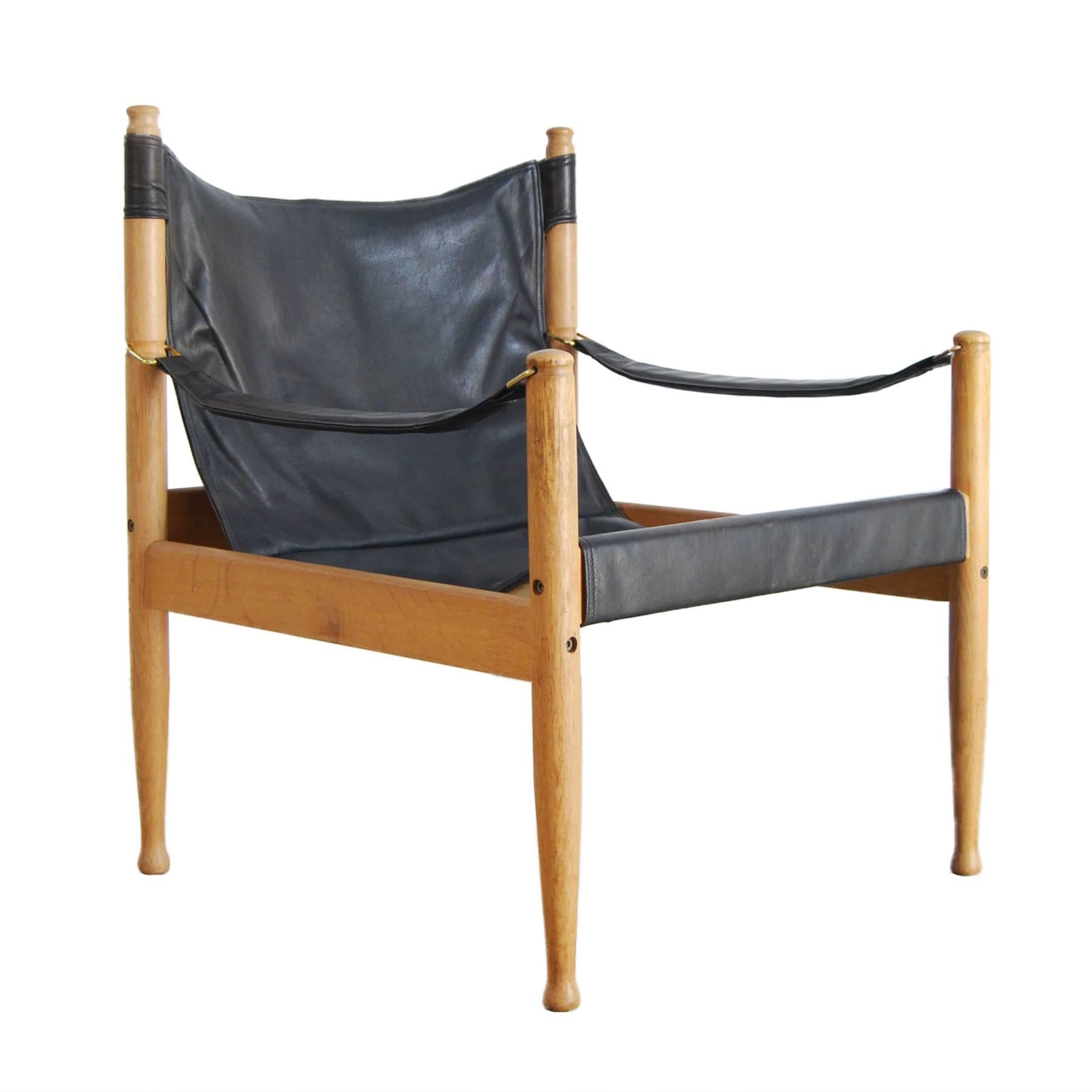 Eric Wørts Black Safari Chair for Niels Eilersen, Denmark