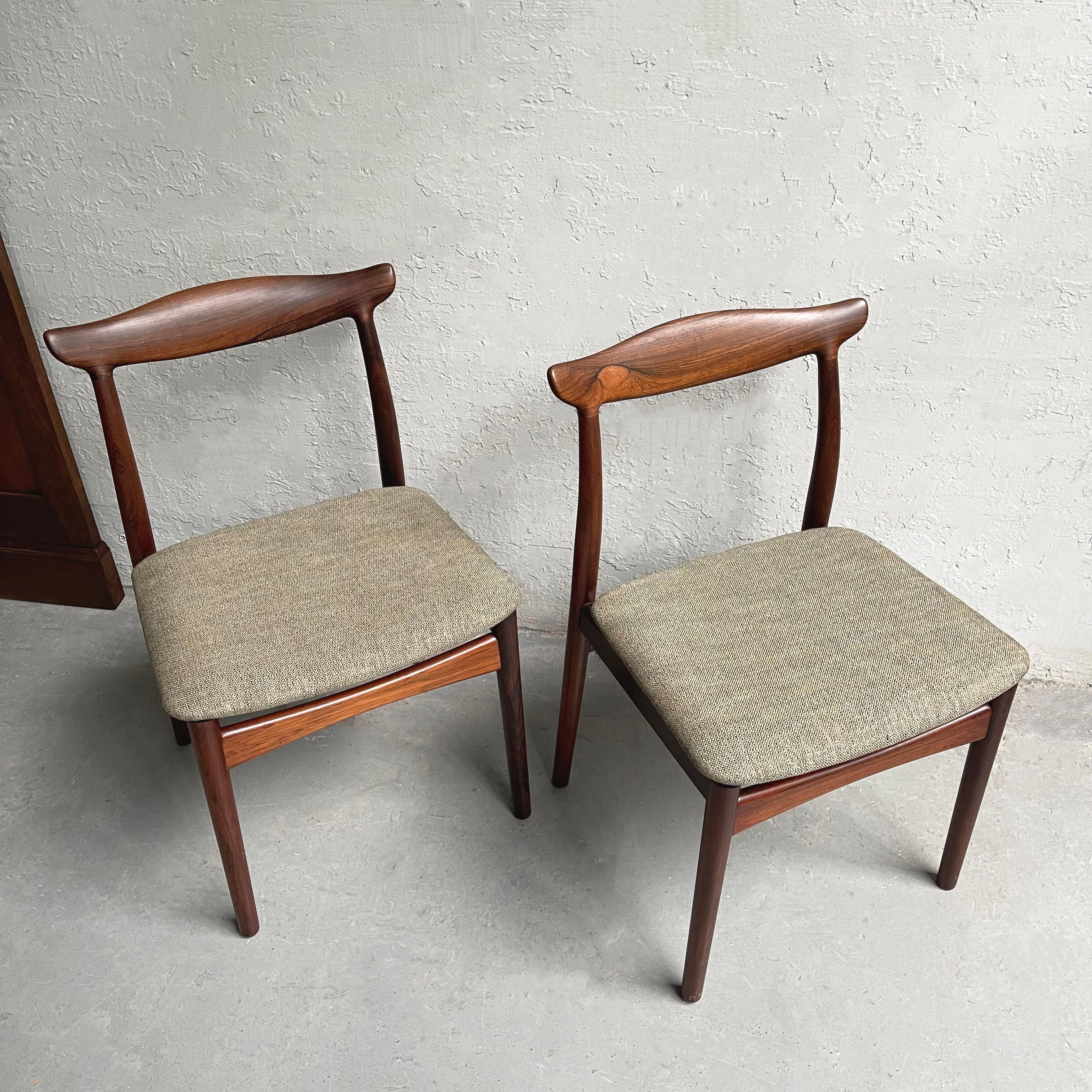 Upholstery Eric Wørts Model 112 Rosewood Cow Horn Chairs For Sale