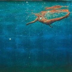 AWE:: Frauen mit Körper unter Wasser:: Blautöne:: Grüntöne:: heller Bikini