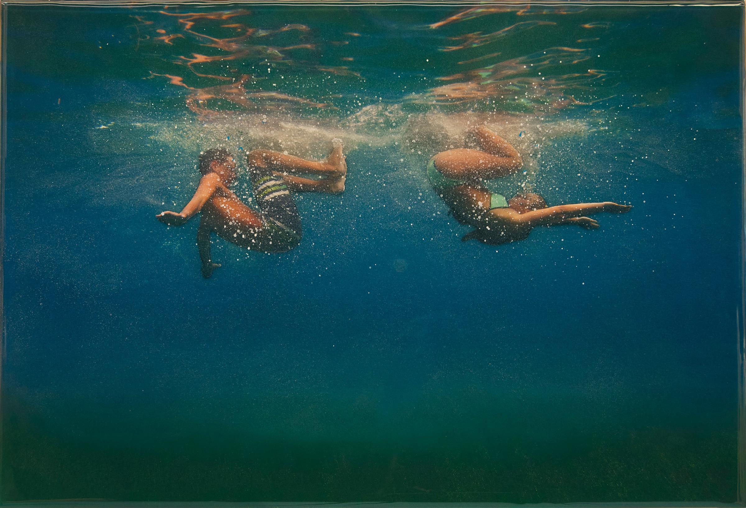 SUMMER TUMBLE - Contemporary Figurative Art / Mixed Media Resin / Swimmers - Mixed Media Art by Eric Zener