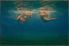 SUMMER TUMBLE, swimmers, photorealism, resin, waterscape, blue, green, white