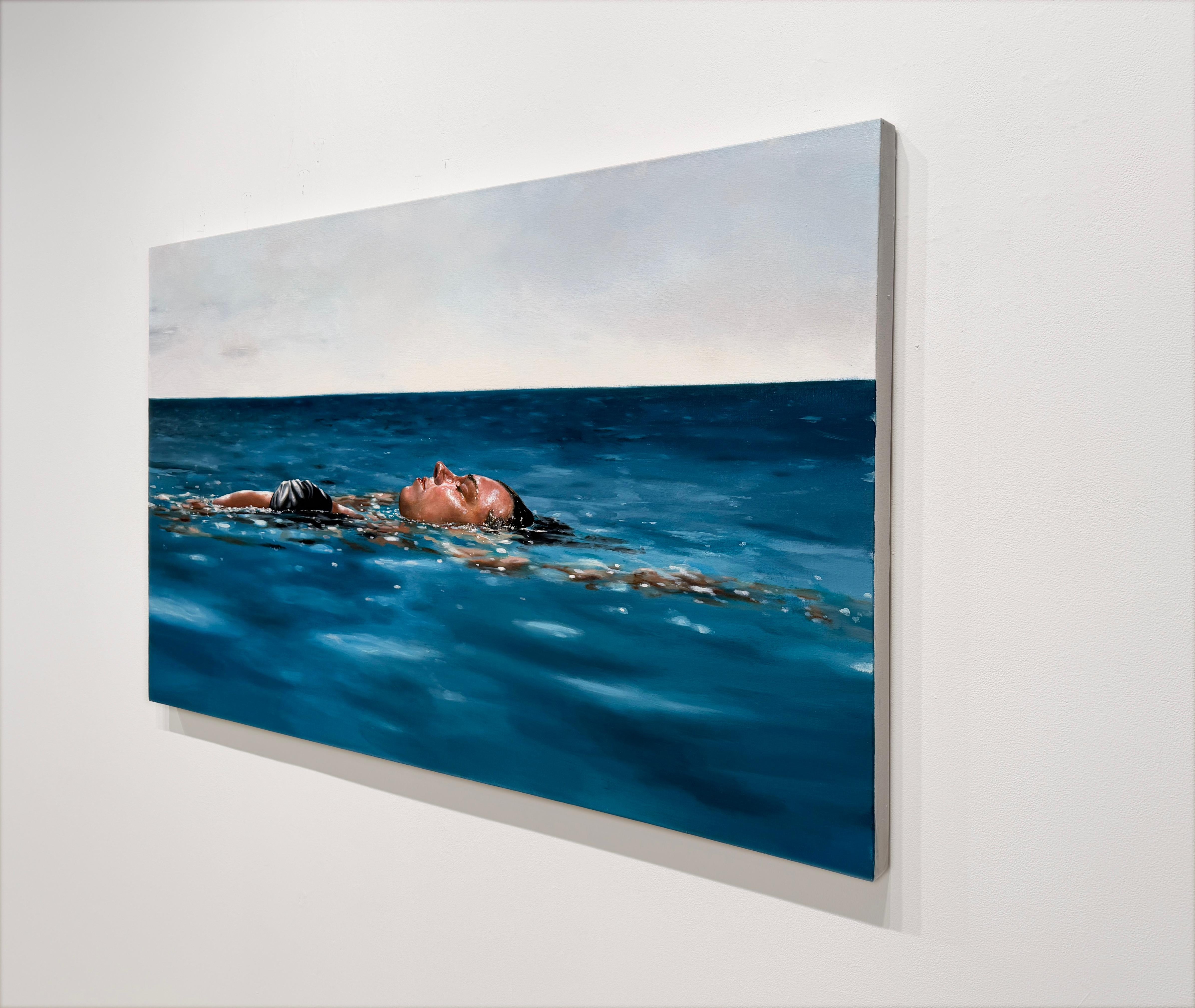 A BLENDING INTO - Realism / Figurative / Swimmer - Contemporary Painting by Eric Zener
