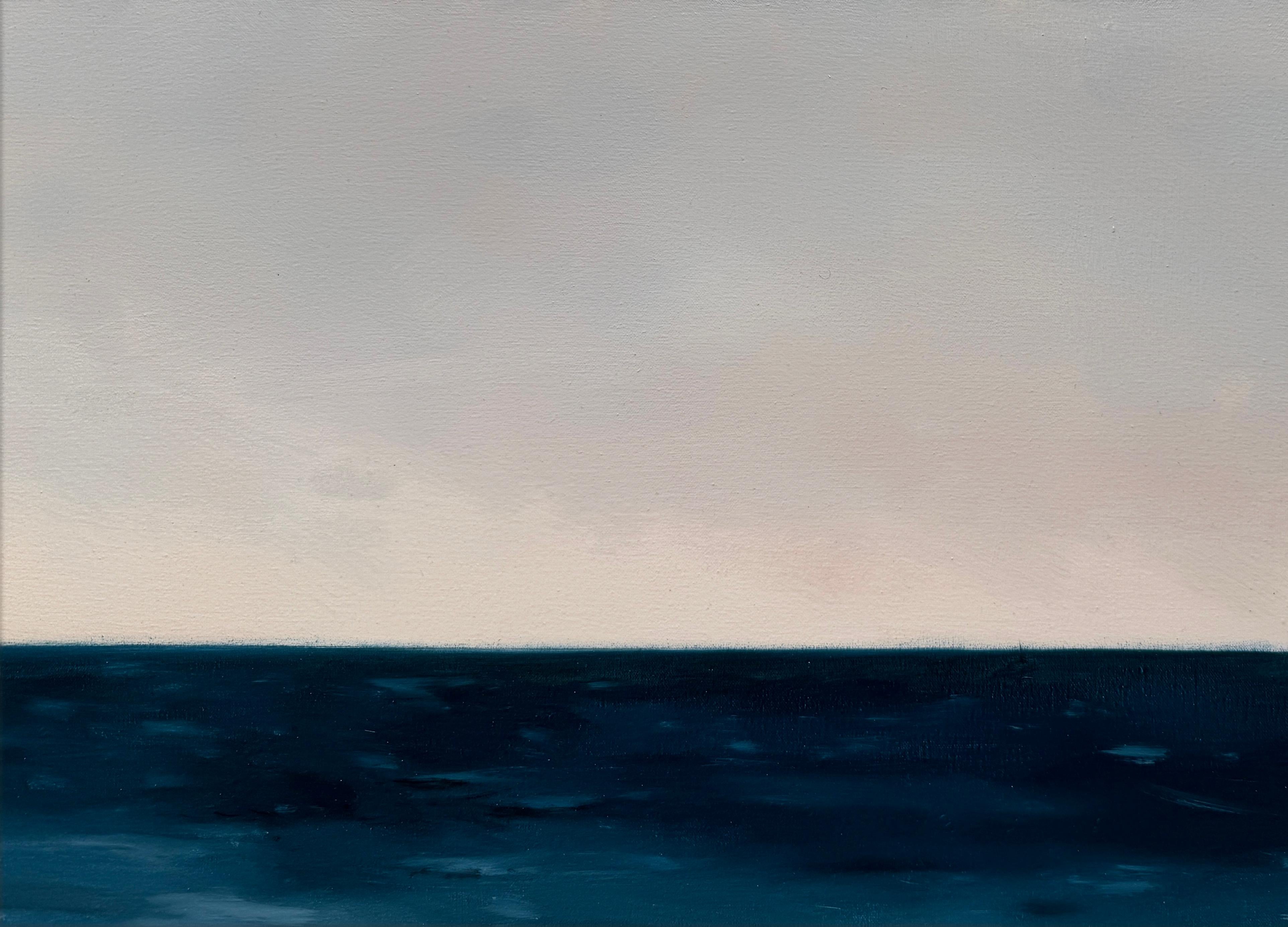 A BLENDING INTO - Realism / Figurative / Swimmer - Blue Figurative Painting by Eric Zener
