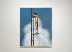 ABOVE IT ALL - Contemporary Realism / Male Figure Swimmer / Ladder Journey Sky