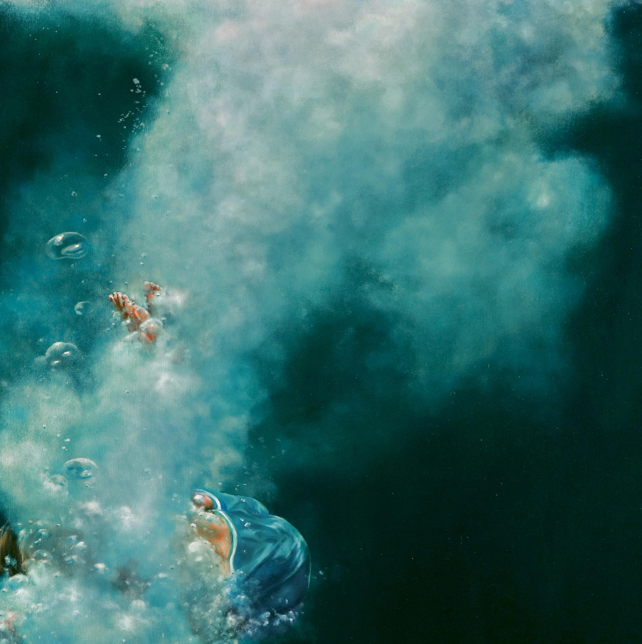 Eric Zener EXIT Contemporary Realism / Figurative Water Scene / Swimmer / Green Blue For