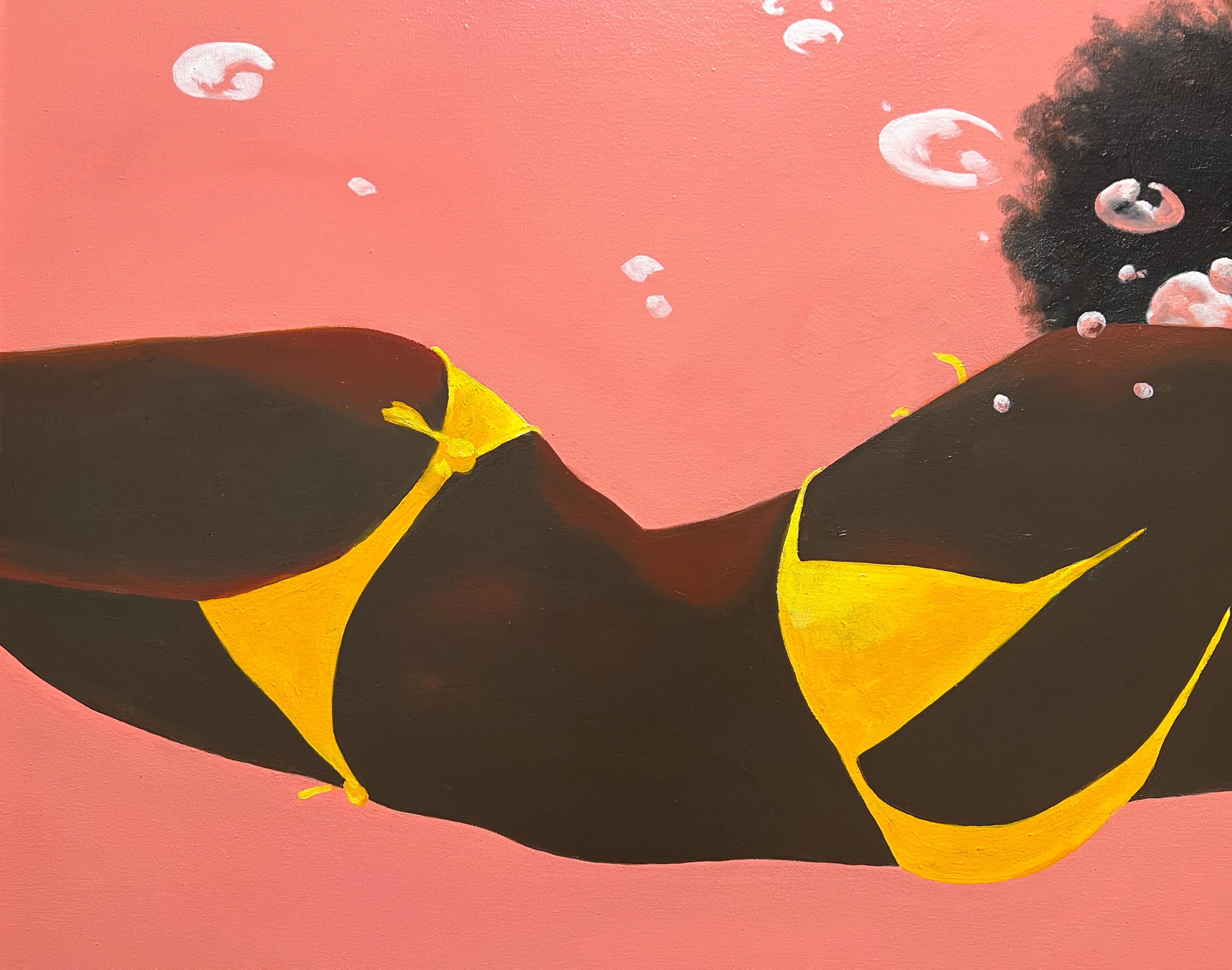 GLIDING THROUGH - Contemporary Figurative Pop Art / Beach Swimmer For Sale 3