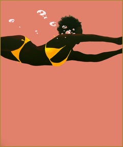 GLIDING THROUGH – zeitgenössische figurative Pop-Art / Strandwimmer