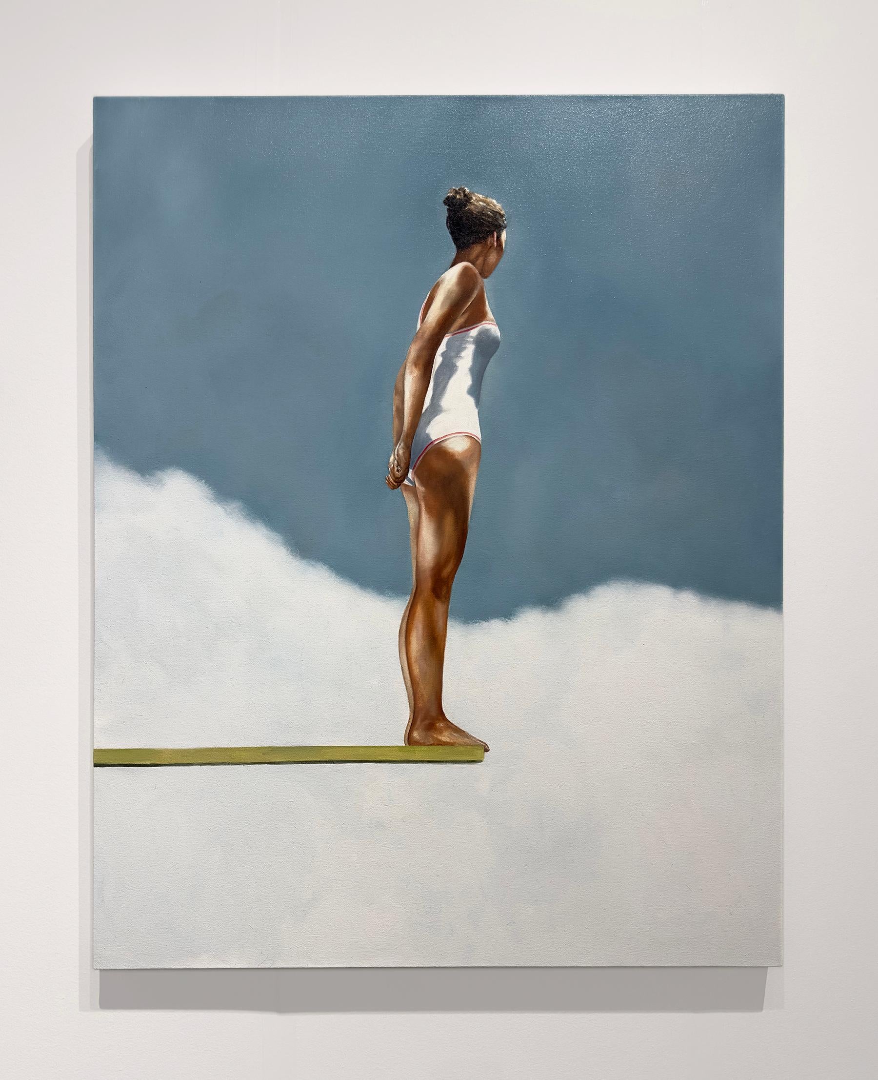 GRACE - Realismo Figurativo / Mujer Nadadora / Casa en la Playa / Contemporáneo - Painting de Eric Zener