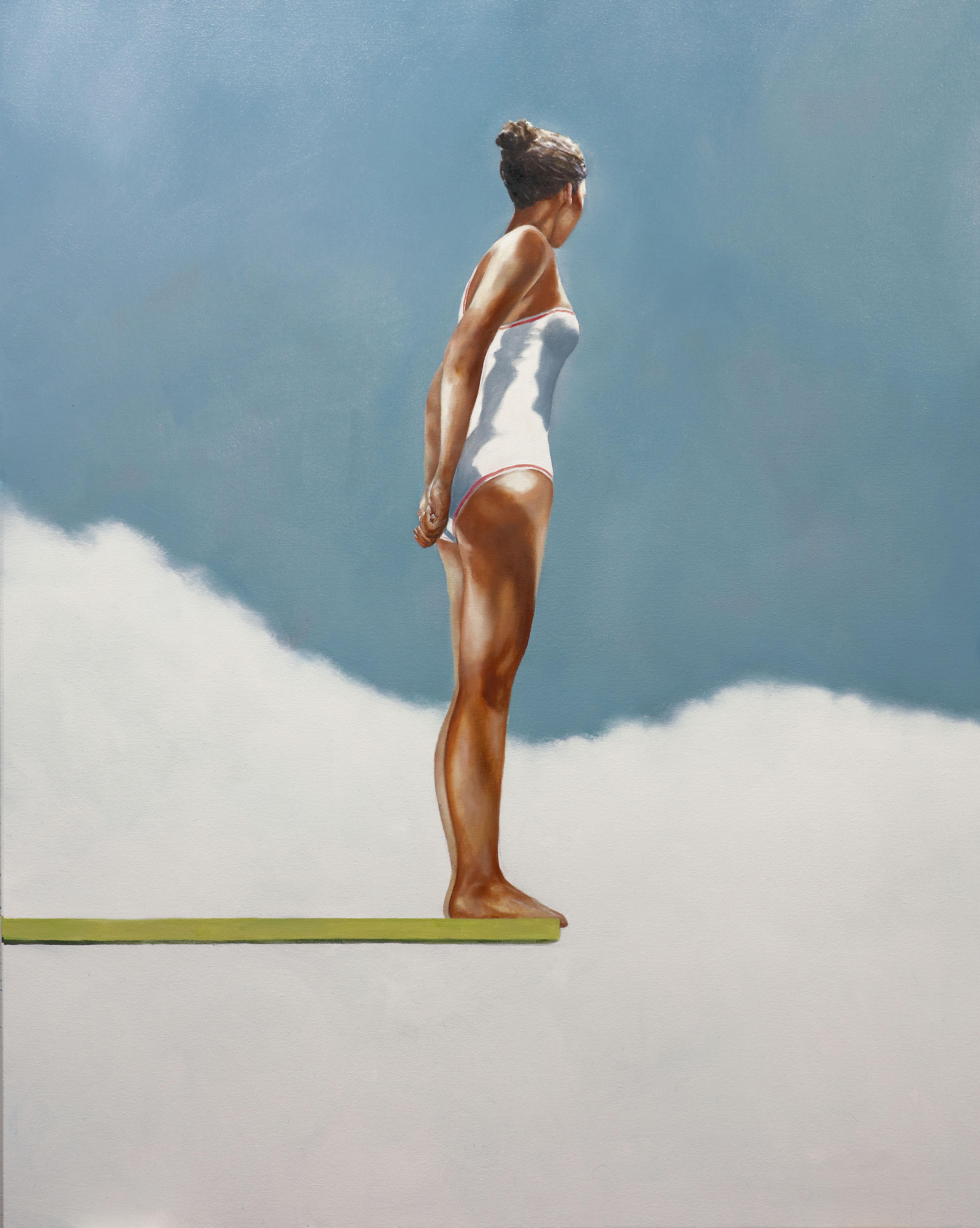 Eric Zener Figurative Painting - GRACE - Figurative Realism / Female Swimmer / Beach House / Contemporary