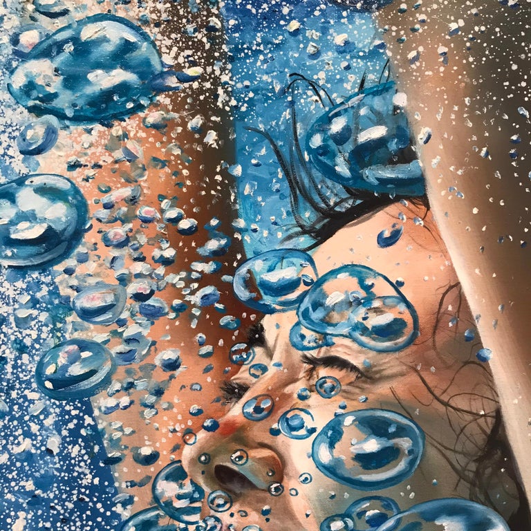 Eric Zener Happiness Swimmer Bubbles Underwater Photorealism