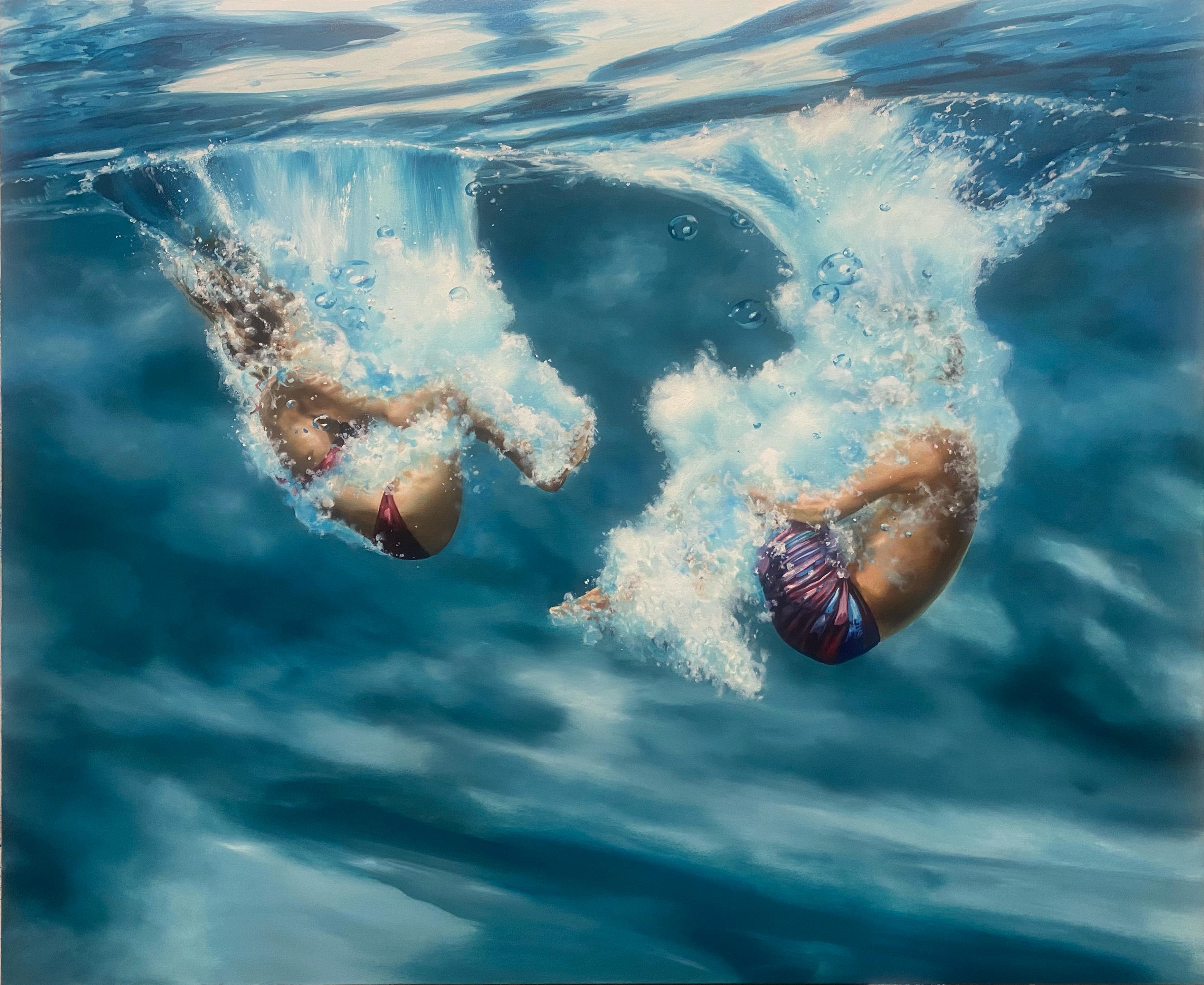 Eric Zener Figurative Painting - IMMERSION - Contemporary / Figurative / Water Scene / Swimmers