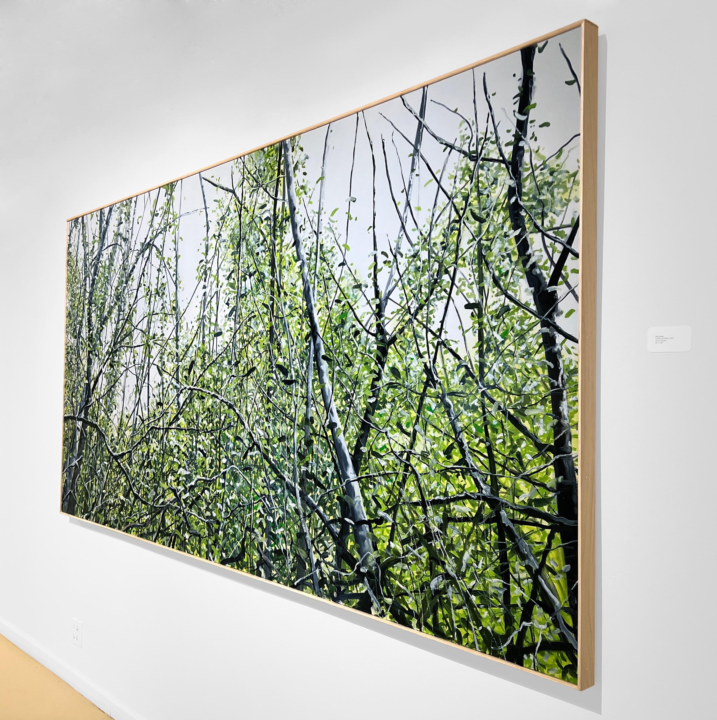 LONG JOURNEY - Contemporary Realism / Lush Green Landscape - Black Landscape Painting by Eric Zener