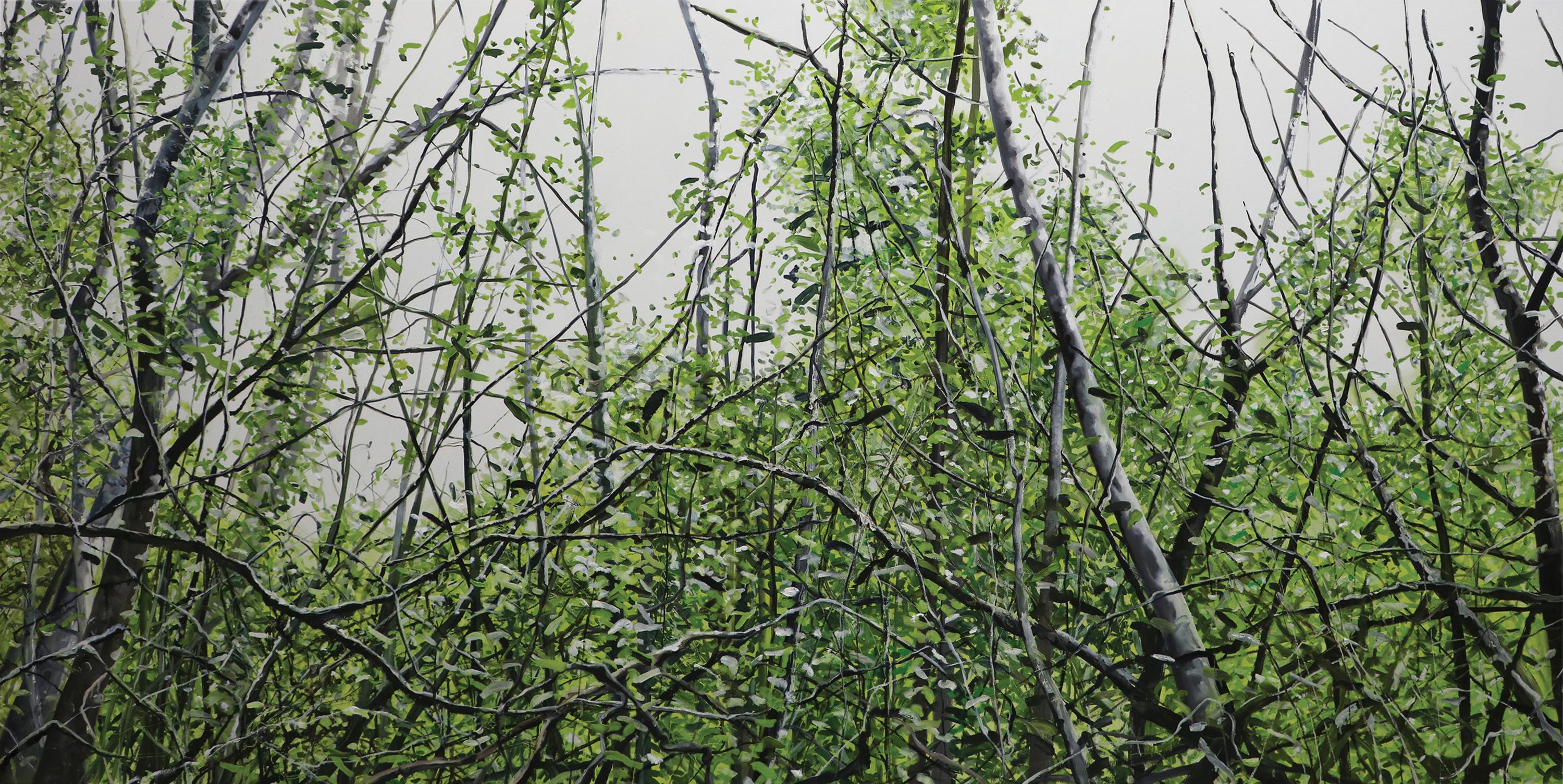 Eric Zener Landscape Painting – LONG JOURNEY - Zeitgenössischer Realismus / Üppige grüne Landschaft
