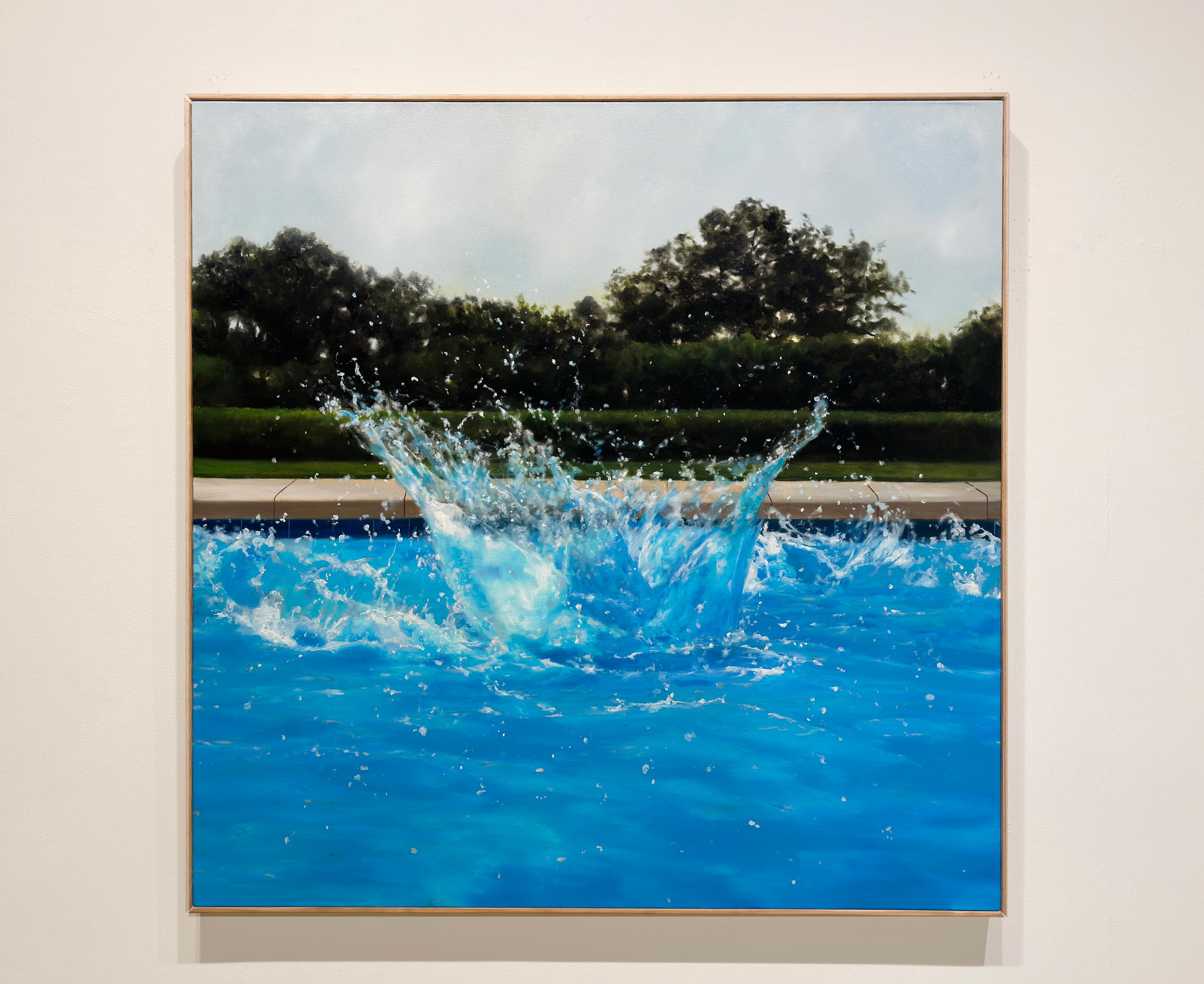 MONTECITO MORNING - Contemporary Realism / Pool Water Scene / California Vibe - Painting by Eric Zener
