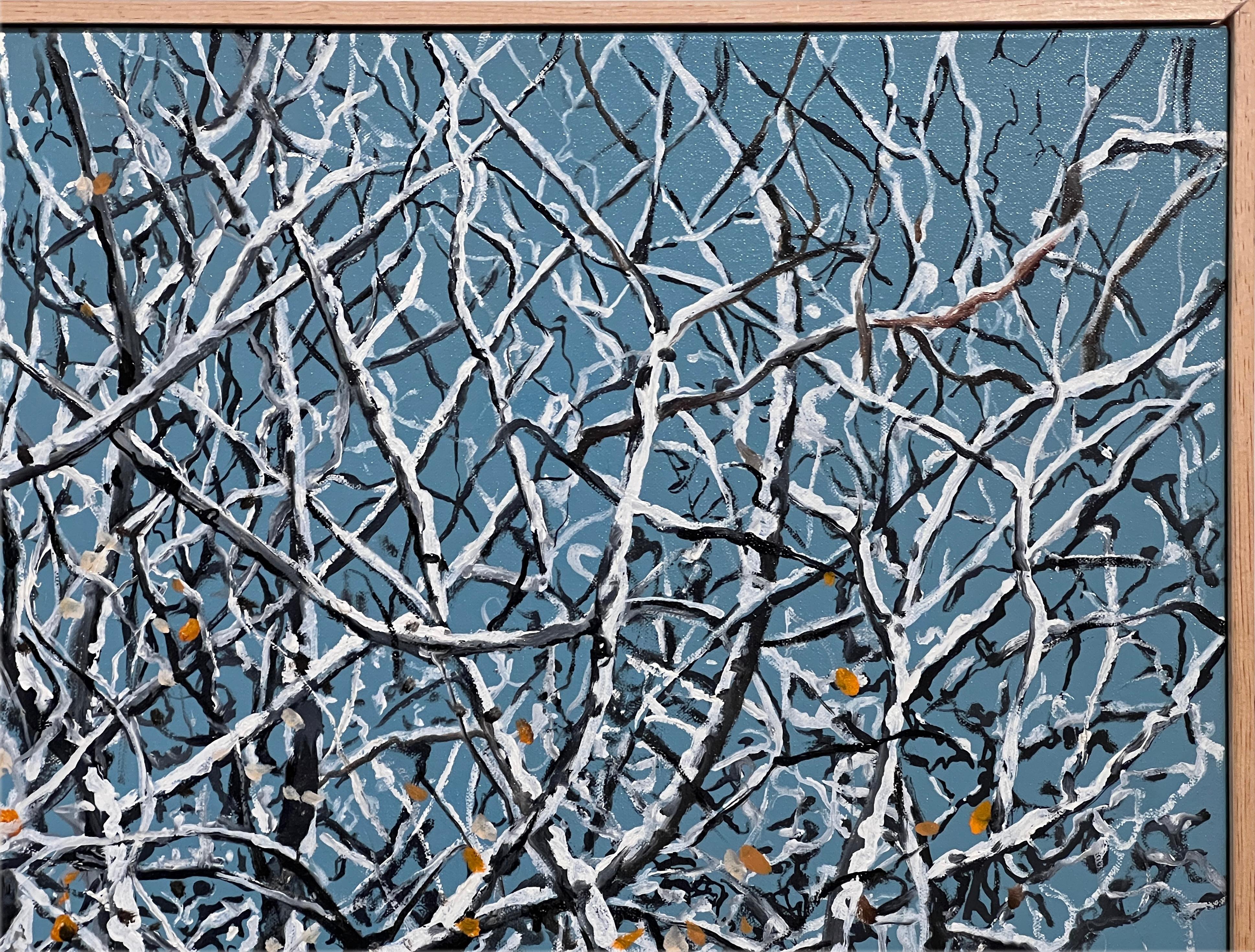 PATHWAYS - Paesaggio astratto / Branch e alberi / Blu e marrone - Landscape Painting Grigio di Eric Zener
