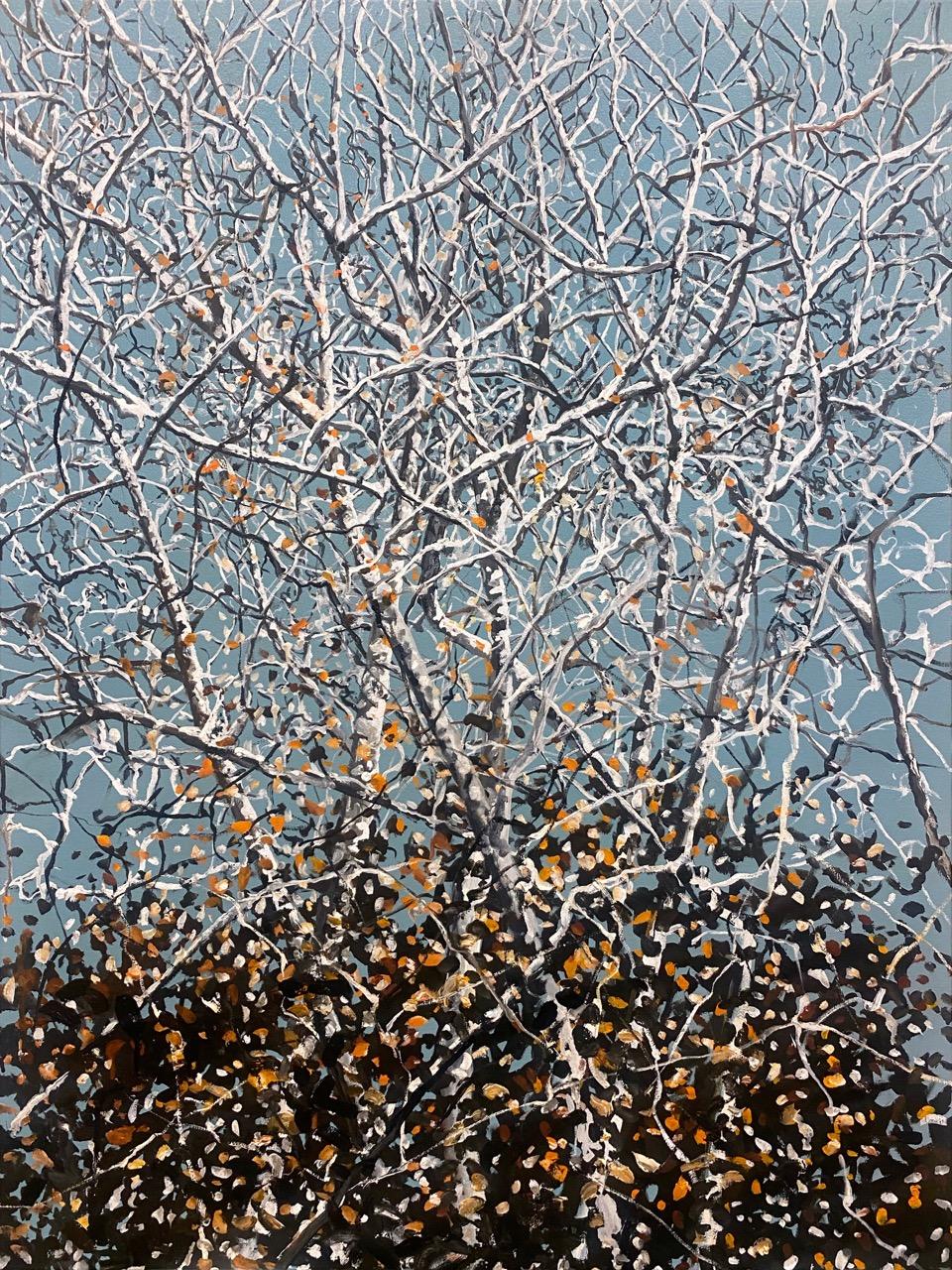 Landscape Painting di Eric Zener - PATHWAYS - Paesaggio astratto / Branch e alberi / Blu e marrone